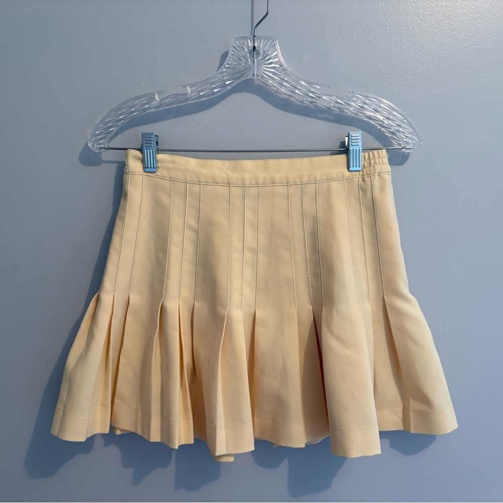 Vintage Lizsport Women Size 2 Butter Yellow Pleated Tennis Skirt Mini 26" Waist - Picture 7 of 16